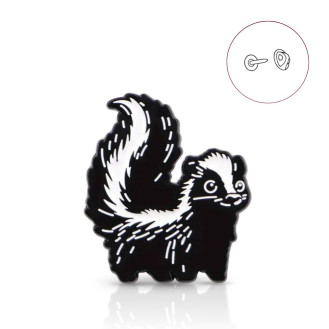 Значок (пин) BROCHE брошь бижутерия Животные Скунс чёрный BRGV115132
