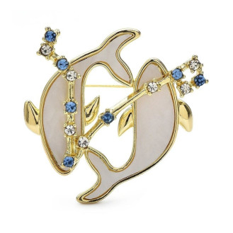 Брошь BROCHE бижутерия Знаки Зодиака Рыбы золотистая BRBF115146