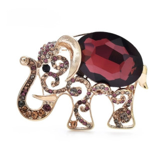 Брошь BROCHE бижутерия Животные Слон на удачу красная BRBF115182