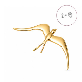 Значок BROCHE брошь бижутерия из стали Птицы Ласточка золотистый BRGV115188