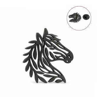 Значок из стали BROCHE брошь бижутерия Животные Лошадь чёрный BRGV115190