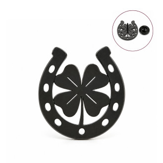 Значок из стали BROCHE брошь бижутерия Подкова с клевером чёрный BRGV115199