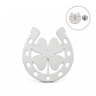 Значок из стали BROCHE брошь бижутерия Подкова с клевером серебристый BRGV115197