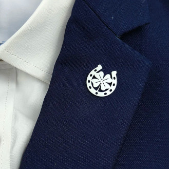 Значок из стали BROCHE брошь бижутерия Подкова с клевером серебристый BRGV115197