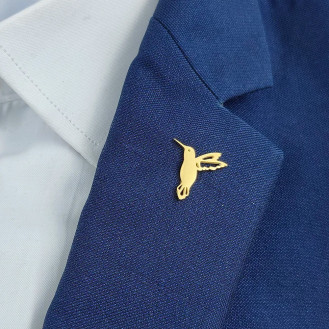 Значок из стали BROCHE брошь бижутерия Птицы Колибри золотистый BRGV115211