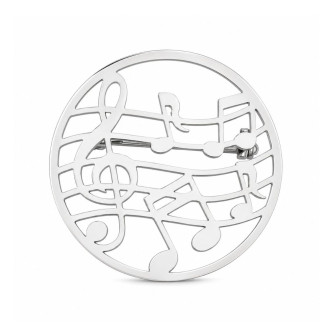 Брошь из стали BROCHE бижутерия Музыка Скрипичный ключ с нотами серебристая BRSF115217