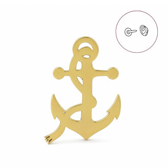 Значок из стали BROCHE брошь бижутерия Якорь с канатом золотистый BRGV115222