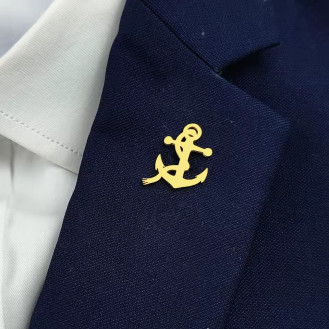 Значок из стали BROCHE брошь бижутерия Якорь с канатом золотистый BRGV115222