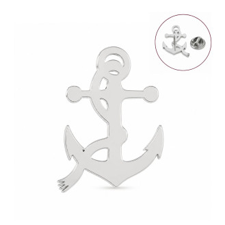 Значок из стали BROCHE брошь бижутерия Якорь с канатом серебристый BRGV115223