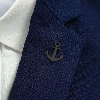 Значок из стали BROCHE брошь бижутерия Якорь чёрный BRGV115227