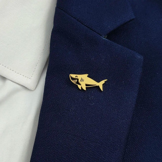Значок из стали BROCHE брошь бижутерия Акула золотистый BRGV115231