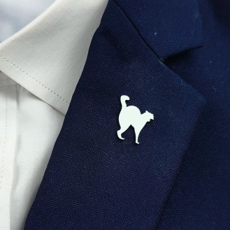 Значок из стали BROCHE брошь бижутерия Животные Кот серебристый BRGV115235