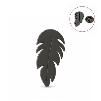 Значок из стали BROCHE брошь бижутерия Перо чёрный BRGV115241