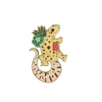Значок BROCHE брошь бижутерия Животные Ящерица с растениями жёлтый BRGV115255