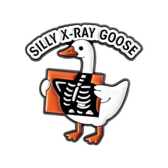 Значок рентгенологу BROCHE брошь бижутерия Медицина Гусь Silly X-Ray Goose белый BRGV115263