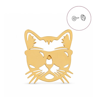 Значок из стали BROCHE брошь бижутерия Животные Кот в очках золотистый BRGV115291