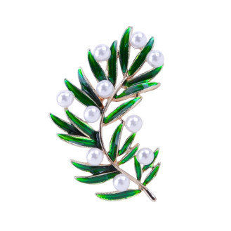 Брошь BROCHE бижутерия Ветка с листьями зелёная BRBF115297
