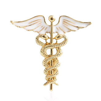 Брошь медику BROCHE бижутерия Кадуцей с крыльями золотистая BRBF115300