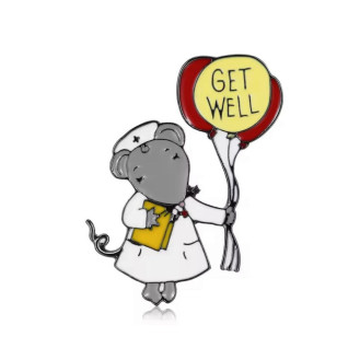 Значок медику BROCHE брошь бижутерия Мышка с воздушными шариками Get Well BRGV115311