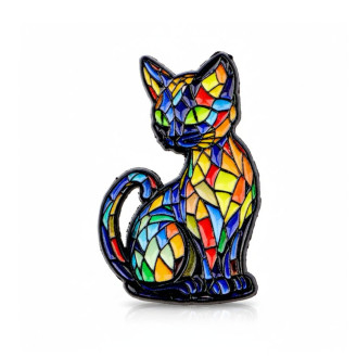 Значок BROCHE брошь бижутерия Мозаика Животные Кошка разноцветный BRGV115322