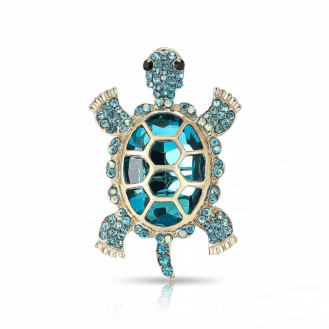 Брошь BROCHE бижутерия Черепаха с камнями голубая BRBF115328