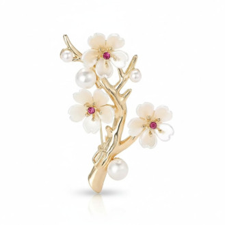 Брошь BROCHE бижутерия Цветы Сакуры золотистая BRBF115332