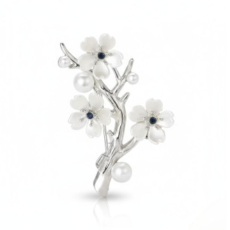 Брошь BROCHE бижутерия Цветы Сакуры серебристая BRBF115333