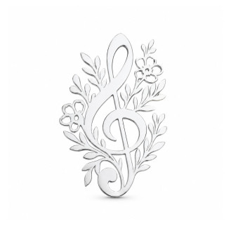 Брошь BROCHE бижутерия Музыка Скрипичный ключ с цветами серебристая BRBF115338
