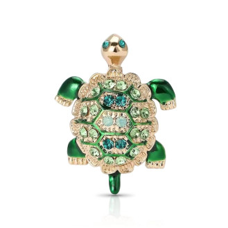 Брошь BROCHE бижутерия Черепаха с камнями зелёная BRBF115342