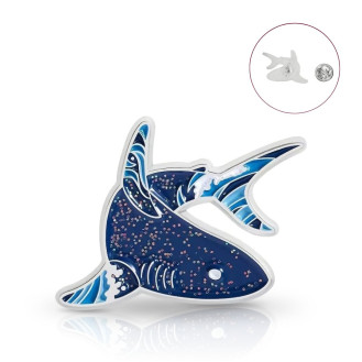 Значок BROCHE брошь бижутерия Море Акула синий BRGV115346