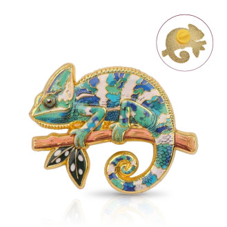 Значок BROCHE брошь бижутерия Животные Хамелеон зелёный BRGV115347