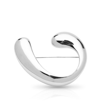 Брошь из стали BROCHE бижутерия Модерн Вираж серебристая BRBF115355