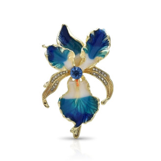 Брошь BROCHE бижутерия Цветы Орхидея с кристаллами синяя BRBF115366