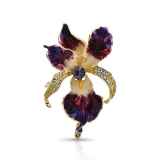 Брошь BROCHE бижутерия Цветы Орхидея с кристаллами фиолетовая BRBF115363