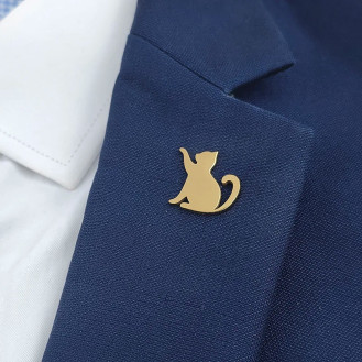 Значок из стали BROCHE брошь бижутерия Животные Кошка силуэт золотистый BRGV115380