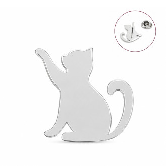 Значок из стали BROCHE брошь бижутерия Животные Кошка силуэт серебристый BRGV115381