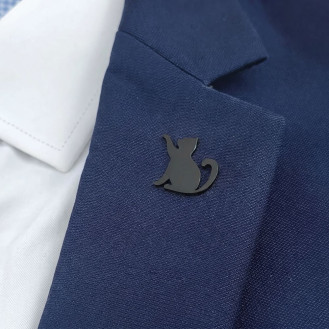 Значок из стали BROCHE брошь бижутерия Животные Кошка силуэт чёрный BRGV115382