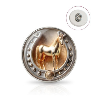 Значок BROCHE брошь бижутерия Зодиак Животные Лошадь с подковой серый BRGV115393