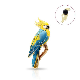Значок BROCHE брошь бижутерия Птицы Попугай Корелла голубой BRGV115400