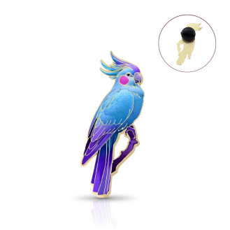 Значок BROCHE брошь бижутерия Птицы Попугай Корелла синий BRGV115399