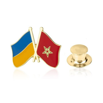 Значок BROCHE брошь бижутерия Флаги Украина-Марокко BRGV115406