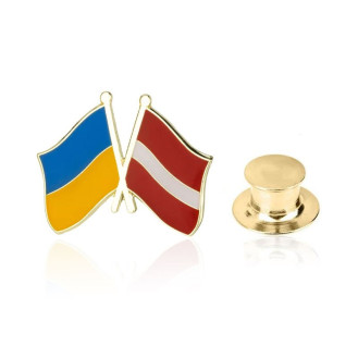 Значок BROCHE брошь бижутерия Флаги Украина-Латвия BRGV115408