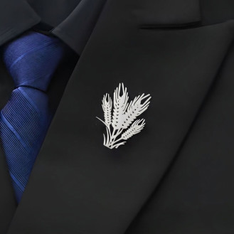 Брошь из стали BROCHE бижутерия Растения Колоски серебристая BRBF115431
