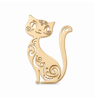 Брошь из стали BROCHE бижутерия Животные Кошка золотистая BRBF115434