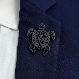 Брошь из стали BROCHE бижутерия Море Черепаха чёрная BRSF115439