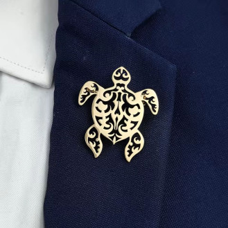 Брошь из стали BROCHE бижутерия Море Черепаха золотистая BRSF115438