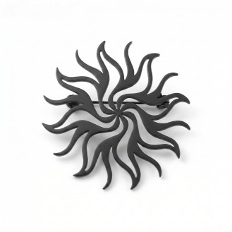 Брошь из стали BROCHE бижутерия Космос Солнце чёрная BRSF115442