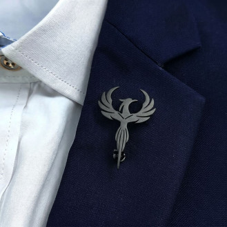 Брошь из стали BROCHE бижутерия Птицы Феникс чёрная BRSF115451