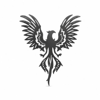 Брошь из стали BROCHE бижутерия Птицы Феникс чёрная BRSF115454