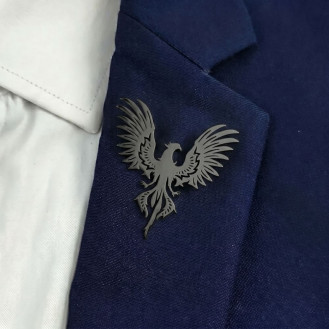 Брошь из стали BROCHE бижутерия Птицы Феникс чёрная BRSF115454